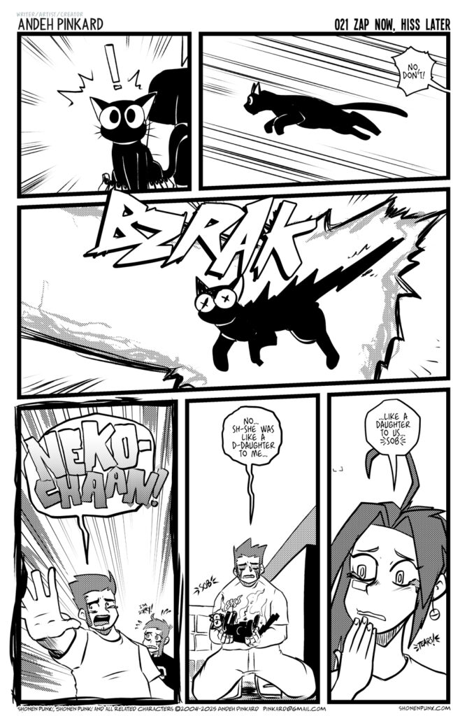 Neko-chan sacrifices herself to save Chiitsu from impending doom and death and stuff
