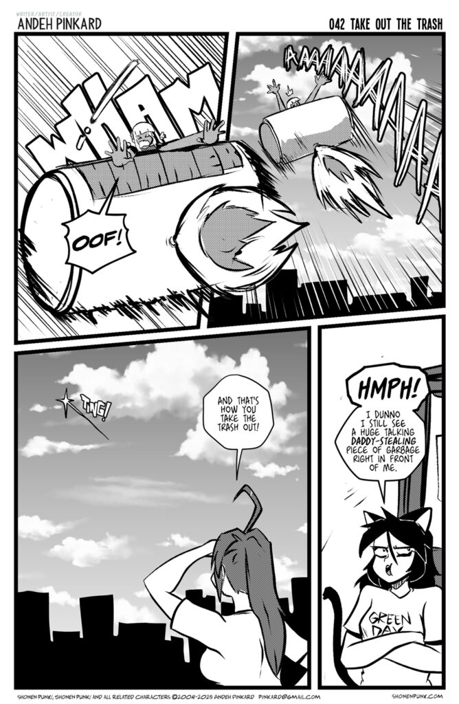 Tenshi is blasted off into the distance. and still Neko-chan talks trash about Eva anyways.
